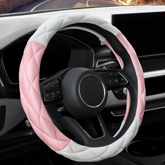 Car Steering Wheel Cover Rhinestone Steering Wheel Cover Four-Season Universal Diamond Soft Leather Non-Slip Steering Wheel Cover with Shiny