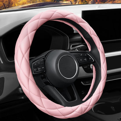 Car Steering Wheel Cover Rhinestone Steering Wheel Cover Four-Season Universal Diamond Soft Leather Non-Slip Steering Wheel Cover with Shiny