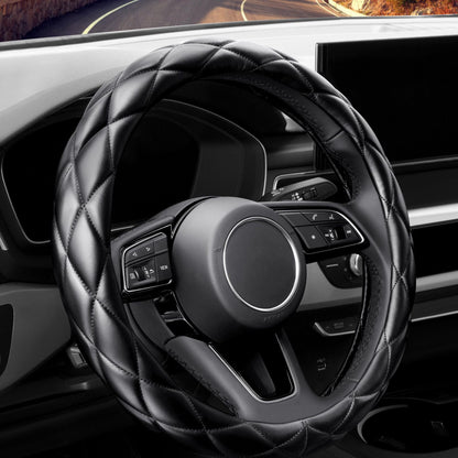 Car Steering Wheel Cover Rhinestone Steering Wheel Cover Four-Season Universal Diamond Soft Leather Non-Slip Steering Wheel Cover with Shiny