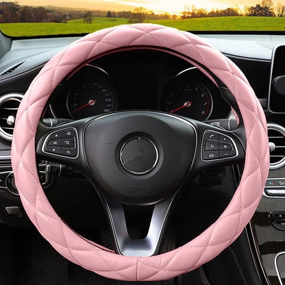 Car Steering Wheel Cover Rhinestone Steering Wheel Cover Four-Season Universal Diamond Soft Leather Non-Slip Steering Wheel Cover with Shiny