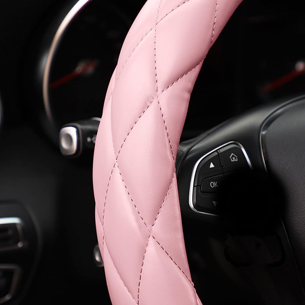 Car Steering Wheel Cover Rhinestone Steering Wheel Cover Four-Season Universal Diamond Soft Leather Non-Slip Steering Wheel Cover with Shiny