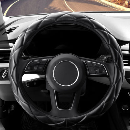Car Steering Wheel Cover Rhinestone Steering Wheel Cover Four-Season Universal Diamond Soft Leather Non-Slip Steering Wheel Cover with Shiny